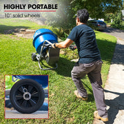 BAUMR-AG 140L Portable Cement Concrete Mixer with Pedestal Stand, 550W Electric Motor, 10 Inch Solid Rubber Wheels