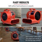 BAUMR-AG Carpet Floor Dryer Air Mover Blower Fan, 3-Speed, 1300CFM, Commercial/Home