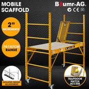 Baumr-AG Adjustable Mobile Scaffolding, 450kg Capacity, with Trapdoor Hatch