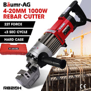 BAUMR-AG 4-20mm 1000W Heavy-Duty Electric Hydraulic Rebar Cutter, 3 Sec Cycle, Rear and Side Handle, Carry Case