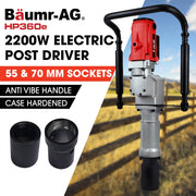 BAUMR-AG HP360e 2200W Electric Post Driver, with 2 Piling Socket Sleeves
