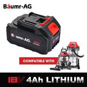 BAUMR-AG 18V 4Ah Lithium-Ion Battery for Cordless Wet & Dry Vacuums