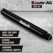 Baumr-AG Diamond Core Drill Bit 53mm Concrete Wet Dry Tile Stone Brick Marble 1-1/4 UNC