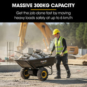 BAUMR-AG 40V Li-ion Powered 300KG / 300L Wheelbarrow, ATV Tow Bar, Deep V-tread Tyre, 2 Wheel Direct Drive