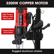 BAUMR-AG 3200W 280mm Wet Dry Core Drill Wheeled Stand & 127mm Bit Combo, for Concrete Coring Hole Drilling