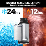 BAUMR-AG 1.9L Double Wall Insulated Stainless Steel Water Bottle, Drink Jug with Handle, Straw Cleaner Black