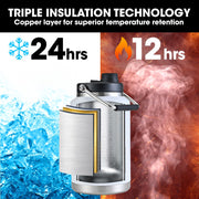 BAUMR-AG 3.8L Double Wall Insulated Stainless Steel Water Bottle, Drink Jug with Handle, White