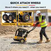 BAUMR-AG 125kg 450x630mm 7HP Plate Compactor, 32kN Vibratory Compaction, Wheel Kit, Protective Paver Pad, Commercial-Grade
