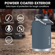 BAUMR-AG 3.8L Double Wall Insulated Stainless Steel Water Bottle, Drink Jug with Handle, Blue