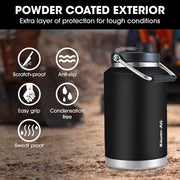 BAUMR-AG 3.8L Double Wall Insulated Stainless Steel Water Bottle, Drink Jug with Handle, Black