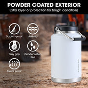 BAUMR-AG 3.8L Double Wall Insulated Stainless Steel Water Bottle, Drink Jug with Handle, White