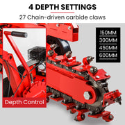 BAUMR-AG TRN660 8HP 600mmx90mm Trench Digger, Heavy-duty Carbide Claws, EZ Start, 8HP, Adj Controls