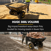 BAUMR-AG 40V Li-ion Powered 300KG / 300L Wheelbarrow, ATV Tow Bar, Deep V-tread Tyre, 2 Wheel Direct Drive
