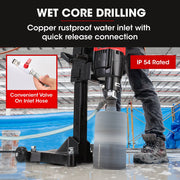 BAUMR-AG 3200W 280mm Wet Dry Core Drill Wheeled Stand & 127mm Bit Combo, for Concrete Coring Hole Drilling