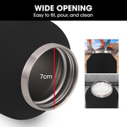 BAUMR-AG 1.9L Double Wall Insulated Stainless Steel Water Bottle, Drink Jug with Handle, Straw Cleaner Black