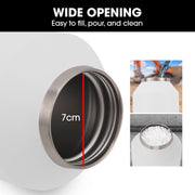 Baumr-AG 1.9L Double Wall Insulated Stainless Steel Water Bottle, Drink Jug with Handle, Straw Cleaner, White