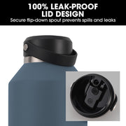 Baumr-AG 1.9L Double Wall Insulated Stainless Steel Water Bottle, Drink Jug with Handle, Straw Cleaner, Blue