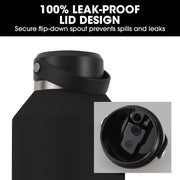 BAUMR-AG 1.9L Double Wall Insulated Stainless Steel Water Bottle, Drink Jug with Handle, Straw Cleaner Black