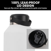 Baumr-AG 1.9L Double Wall Insulated Stainless Steel Water Bottle, Drink Jug with Handle, Straw Cleaner, White