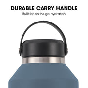 Baumr-AG 1.9L Double Wall Insulated Stainless Steel Water Bottle, Drink Jug with Handle, Straw Cleaner, Blue