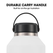 Baumr-AG 1.9L Double Wall Insulated Stainless Steel Water Bottle, Drink Jug with Handle, Straw Cleaner, White
