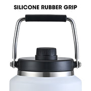 BAUMR-AG 3.8L Double Wall Insulated Stainless Steel Water Bottle, Drink Jug with Handle, White