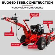 BAUMR-AG TRN660 8HP 600mmx90mm Trench Digger, Heavy-duty Carbide Claws, EZ Start, 8HP, Adj Controls