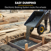 BAUMR-AG 40V Li-ion Powered 300KG / 300L Wheelbarrow, ATV Tow Bar, Deep V-tread Tyre, 2 Wheel Direct Drive