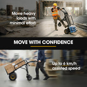 BAUMR-AG 40V Li-ion 260kg Electric Powered Hand Truck Trolley, 400W Brushless motor, Up to 6km/h, 4hr Runtime, Adjustable Width, Folds for Logistics, Moving