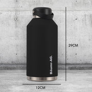 BAUMR-AG 1.9L Double Wall Insulated Stainless Steel Water Bottle, Drink Jug with Handle, Straw Cleaner Black