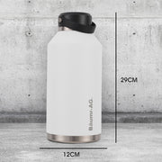 Baumr-AG 1.9L Double Wall Insulated Stainless Steel Water Bottle, Drink Jug with Handle, Straw Cleaner, White