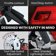 BAUMR-AG 350mm Professional Concrete Demolition Saw 74cc 2-Stroke, Wet and Dry Demo Cutting, 14