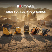 BAUMR-AG 125kg 450x630mm 7HP Plate Compactor, 32kN Vibratory Compaction, Wheel Kit, Protective Paver Pad, Commercial-Grade