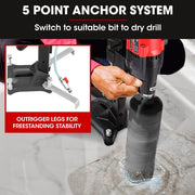 BAUMR-AG 3200W 280mm Wet Dry Core Drill Wheeled Stand & 127mm Bit Combo, for Concrete Coring Hole Drilling