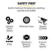 BAUMR-AG 40V Li-ion Powered 300KG / 300L Wheelbarrow, ATV Tow Bar, Deep V-tread Tyre, 2 Wheel Direct Drive