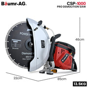 BAUMR-AG 400mm Professional Concrete Demolition Saw 94cc 2-Stroke, Wet and Dry Demo Cutting, 16