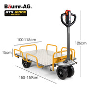BAUMR-AG 40V Li-ion 400kg Electric Powered Platform Trolley, Adjustable, Tray, Utility Cart Trolley for Warehouse Logistics Worksite