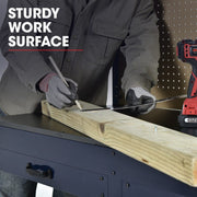 BAUMR-AG Steel Workbench with LED Worklight for Garage Workshop