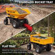 BAUMR-AG Flatbed Tray for BPR-1400e Hydraulic Power Barrow, Adjustable Size, 8 Tie-down Points, Heavy-Duty Enamel Finish