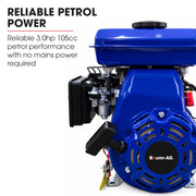 BAUMR-AG 200L Heavy-Duty Petrol Concrete Cement Mixer, 3hp 105cc Engine