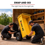 BAUMR-AG Flatbed Tray for BPR-1400e Hydraulic Power Barrow, Adjustable Size, 8 Tie-down Points, Heavy-Duty Enamel Finish