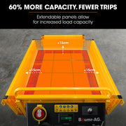 BAUMR-AG Flatbed Tray for BPR-1400e Hydraulic Power Barrow, Adjustable Size, 8 Tie-down Points, Heavy-Duty Enamel Finish