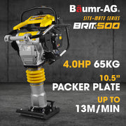 BAUMR-AG BRM-500 64KG Petrol Tamper Rammer Vibratory Plate Compactor, for Soil Sand Gravel Asphalt