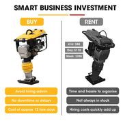 BAUMR-AG 77KG 285 x 345mm Tamping Rammer, 10kN 6.5hp, w/ Transport Wheel Kit, Compactor for Soil Sand Gravel Asphalt - BRM-700