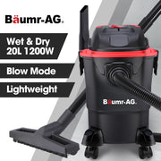 BAUMR-AG 20L 1200W Wet and Dry Vacuum Cleaner, with Blower, for Car, Workshop, Carpet