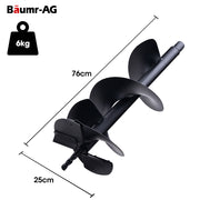BAUMR-AG 250mm x 760mm Half Double Helix Auger Post Hole Digger Boring Bit, Carbon Steel