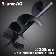 BAUMR-AG 250mm x 760mm Half Double Helix Auger Post Hole Digger Boring Bit, Carbon Steel