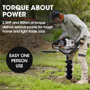 BAUMR-AG Petrol Post Hole Digger, Safety Stop Brake, 200mm Double Helix Earth Auger Bit