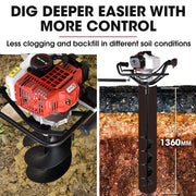 BAUMR-AG Petrol Post Hole Digger, Safety Stop Brake, 200mm Double Helix Earth Auger Bit