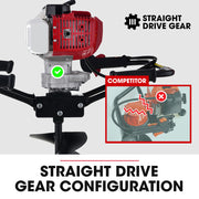 BAUMR-AG Petrol Post Hole Digger, 2 Man Handle, 200mm Double Helix +300mm Earth Auger Bits
